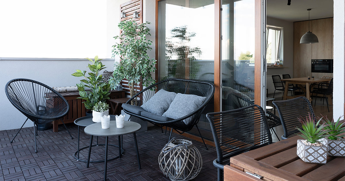 Balcony with patio furniture